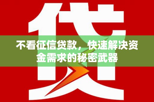 芒市不看征信贷款，快速解决资金需求的秘密武器