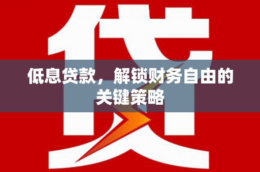 芒市低息贷款，解锁财务自由的关键策略