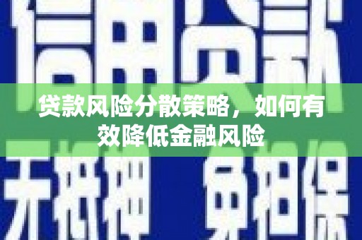 芒市贷款风险分散策略，如何有效降低金融风险