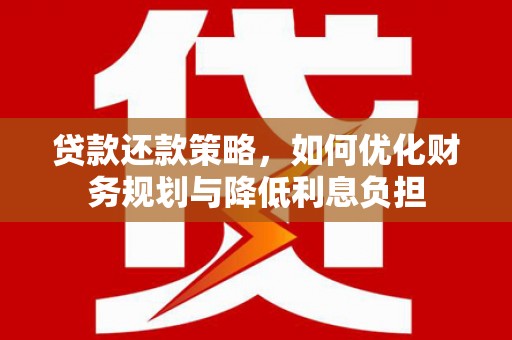芒市贷款还款策略，如何优化财务规划与降低利息负担