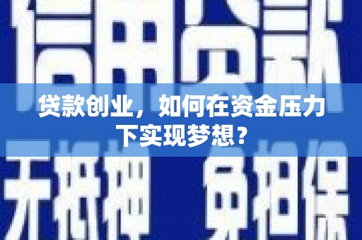 芒市贷款创业，如何在资金压力下实现梦想？