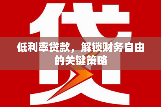 芒市低利率贷款，解锁财务自由的关键策略