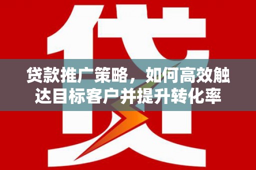 芒市贷款推广策略，如何高效触达目标客户并提升转化率