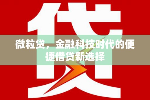 芒市微粒贷，金融科技时代的便捷借贷新选择