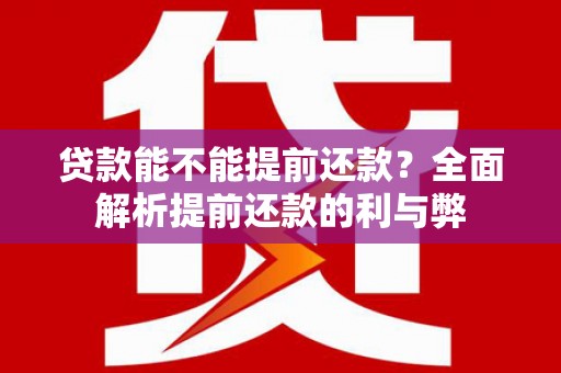 芒市贷款能不能提前还款？全面解析提前还款的利与弊
